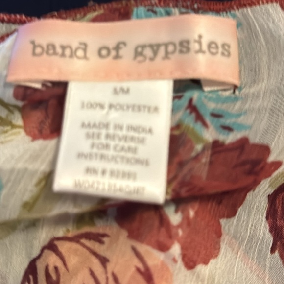 Band of Gypsies kimono lightweight floral lightweight semi sheer cover up top SM - Picture 5 of 6